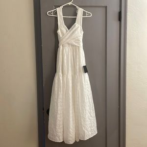 What a Trend White Tie-Back Tiered Midi Dress